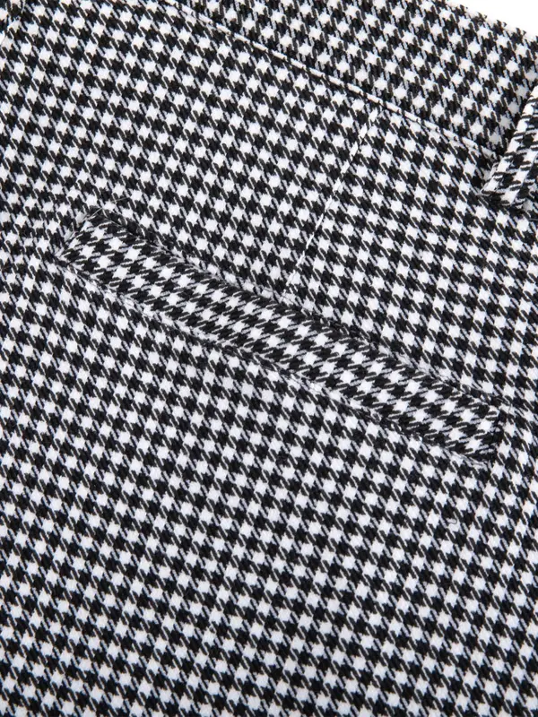 Men's Houndstooth Print Pocket Button Fly Pants, Streetwear Business Formal Slim Fit Pants For Work Office, Summer Outfits 2024, Men's Trousers For All Seasons 4