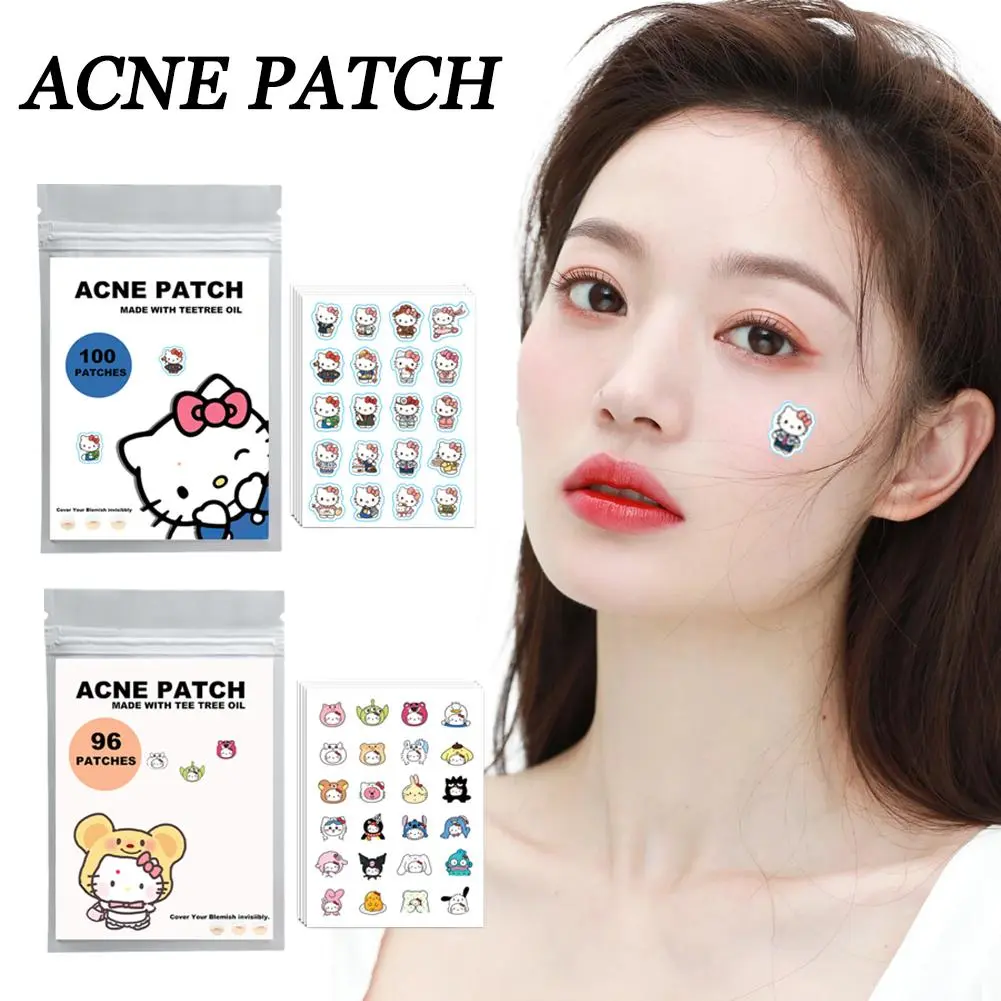 Sanrio Hello Kitty Cartoon Acne Patches (100/96pcs) - PE Non-Waterproof Cover For Mild Breakouts, Cute Skin Care Stickers