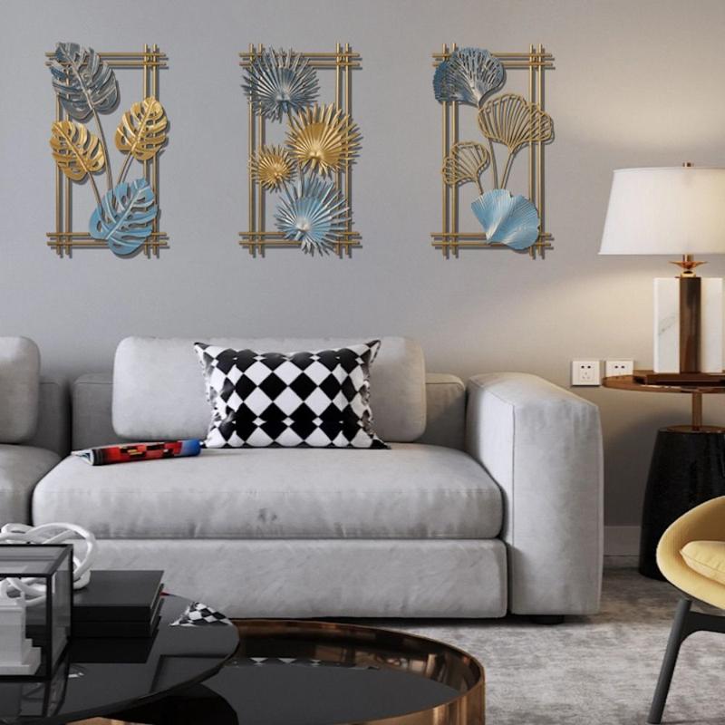 Product Introduction of Hangable Iron Background Wall Decoration Rectangle Plant Leaves Metal Wall Art Decor Modern Wall Decoration for Office 10