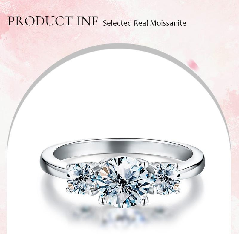 Product Introduction of 【#106】925 Sterling Silver Three-stone Setting Moissanite Ring 3