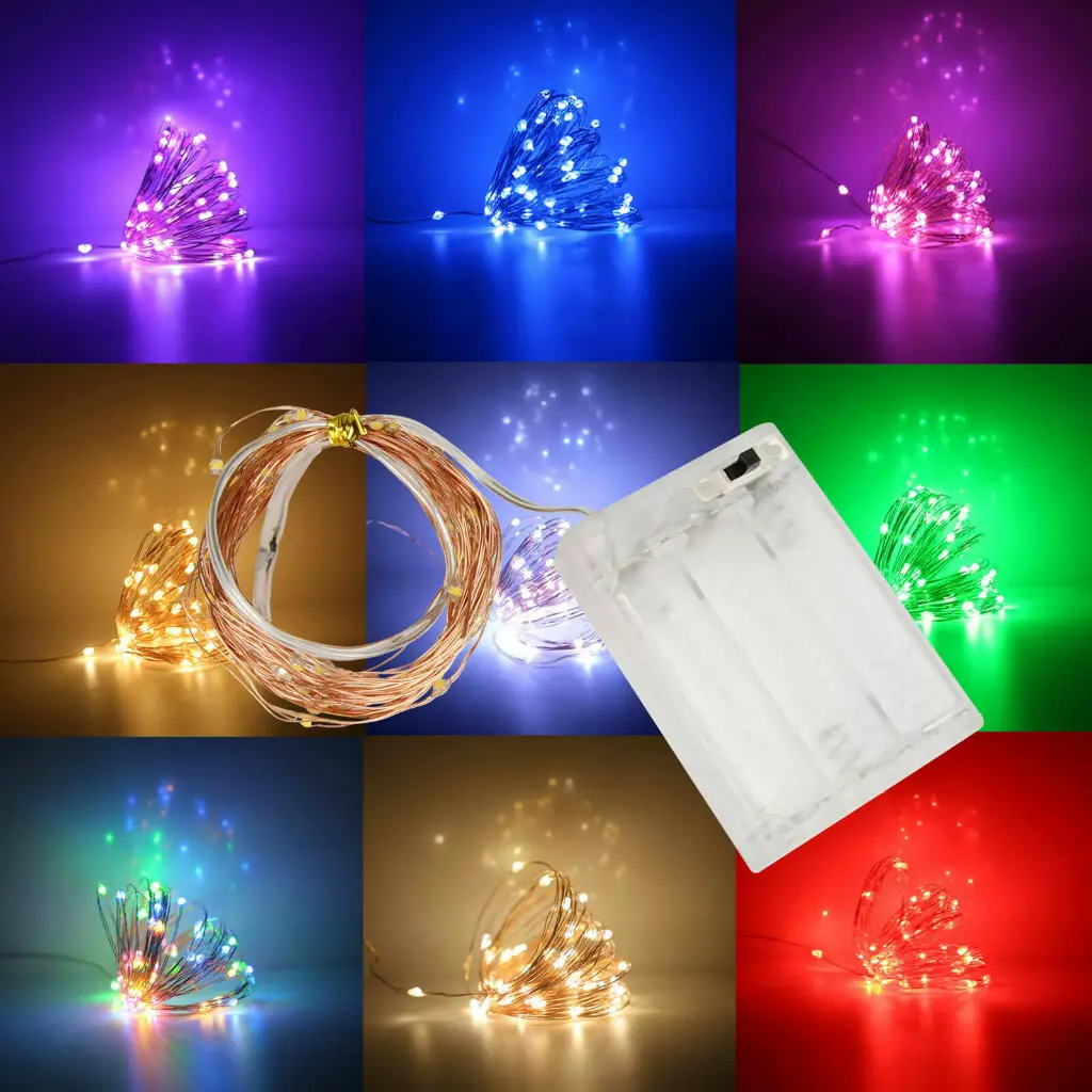 1M-9M LED String Fairy Lights 10 - 100 LEDS LED String Copper Wire Fairy Lights Battery Power Chirtmas Party Deco