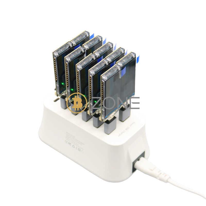 Product Introduction of 10PCS NerdMiner V2 78KH S*10 Bitcoin Solo With 10 Port USB Hub Crypto Miner T DISPLAY S3 780kh s BTC Mining Station 7