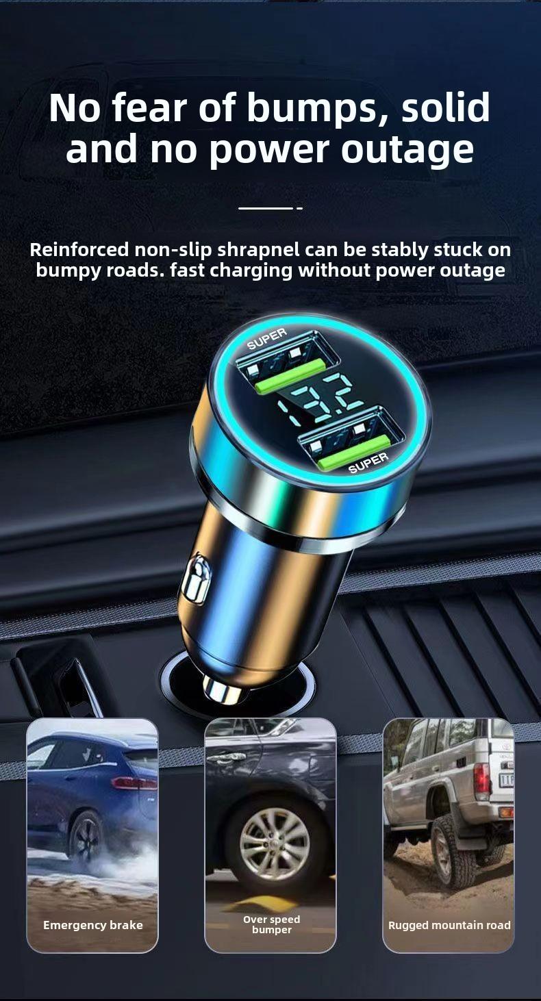 Product Introduction of Car Charger Super Fast Charge Cigarette Lighter Digital Display Flash Charger for Android Apple Car Conversion Car Charger Plug 5