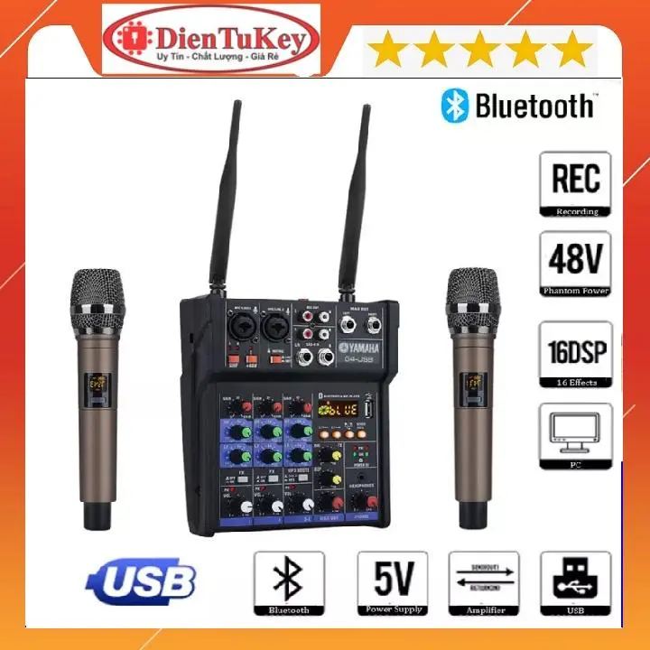 Mixer G4 Bluetooth thế hệ mới thiết bị livestream thu âm hát karaoke loa kéo cao cấp - Tặng Kèm 2 Micro Không Dây