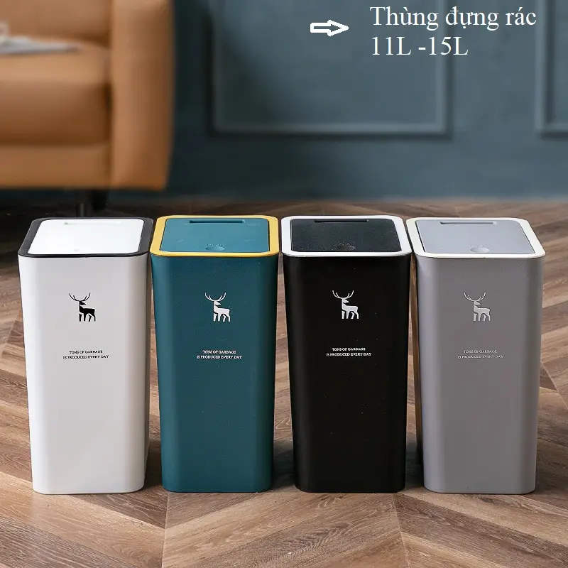 Thùng Rác Nắp Bật Nhấn Nút Thiết Kế Siêu Tiết Kiệm Không Gian Nhựa PP thủ ng thung  dung