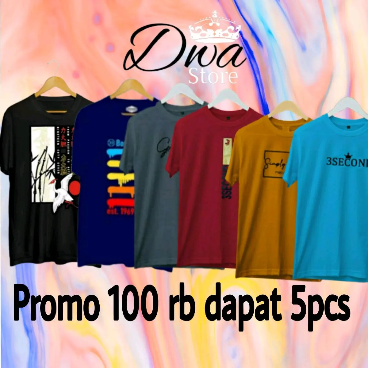 Promo kaos 100 rb dapat 5 pcs