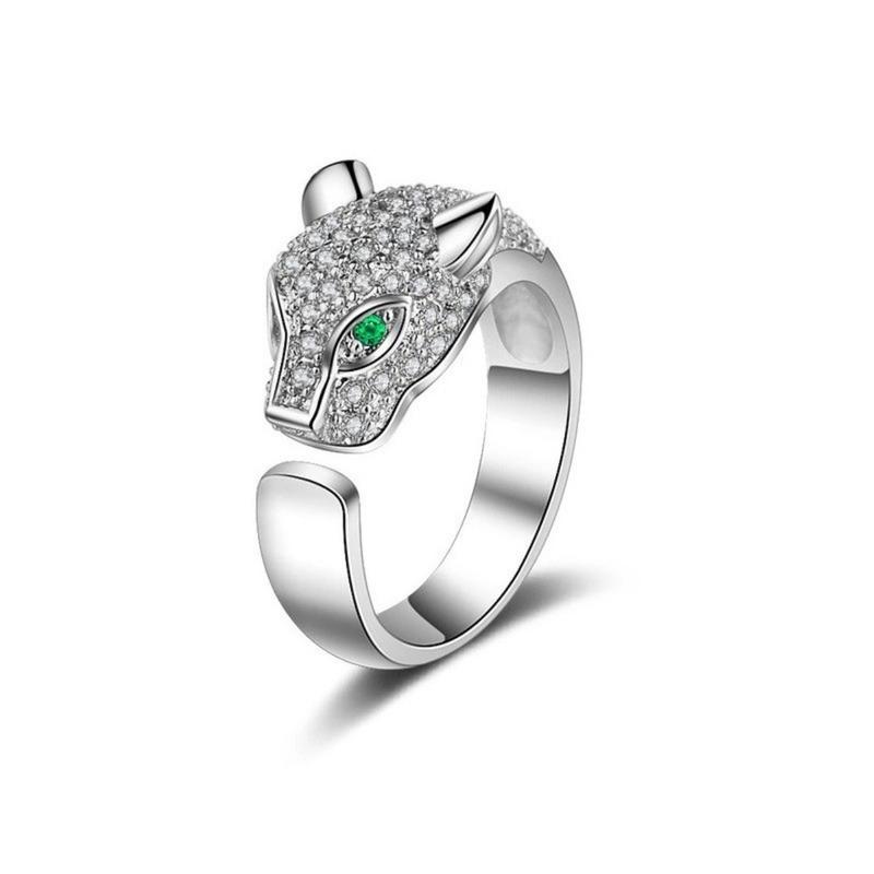 Product Introduction of (With Gra Certificate)18K Jinba Leopard Head Ring Luxury Moissanite White Diamond Ring S925 Silver Accessories Couple Ring 18