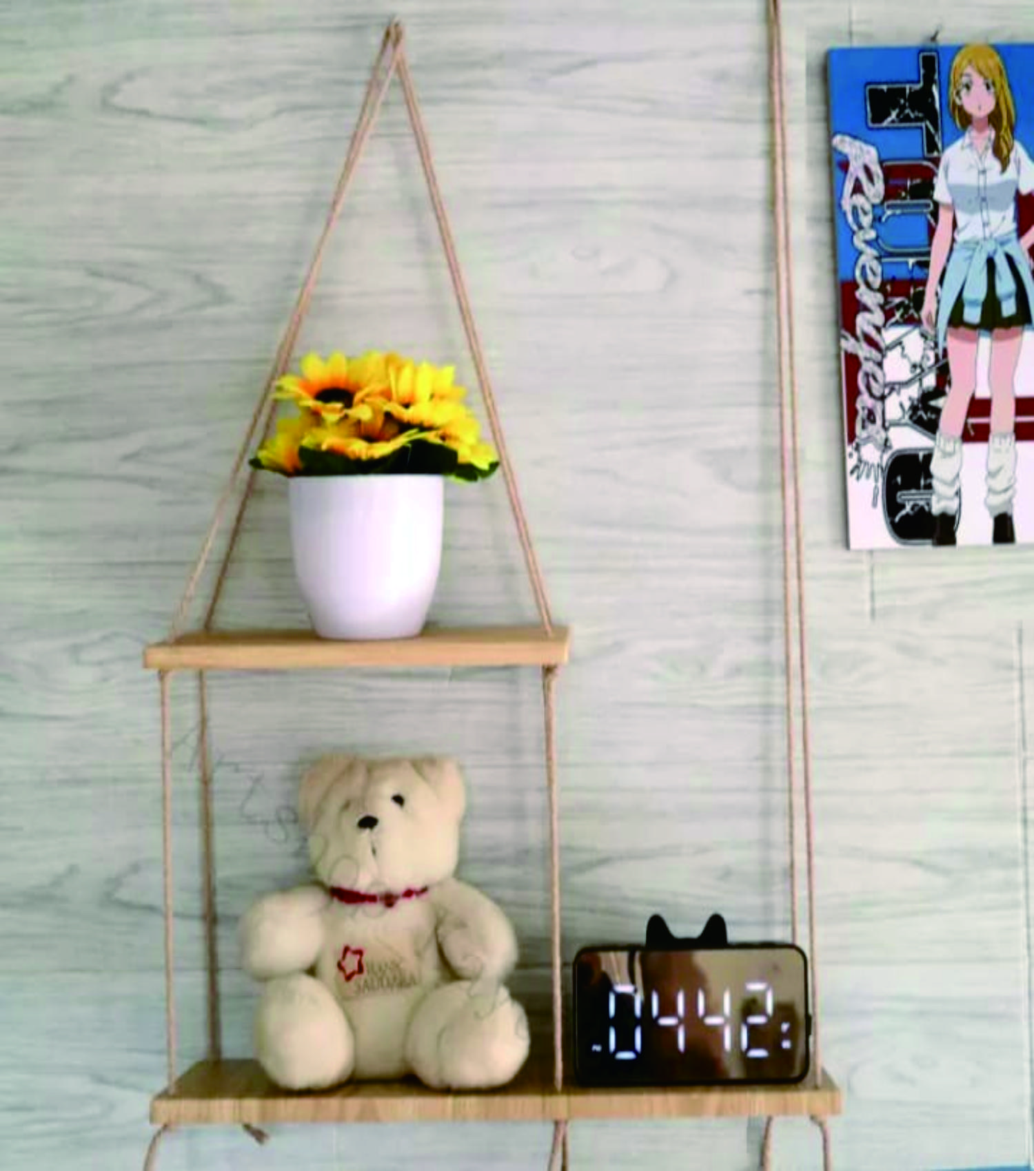 RAK HIASAN TALI GANTUNG 2 SUSUN 30C X40CM 2 PCS Dipasang di Dinding