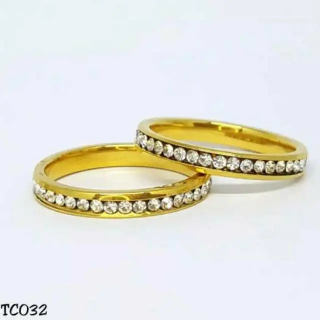 Cincin couple Titanium Stainless steel FULL MATA 1Baris anti karat selamanya Fashion Ring 1