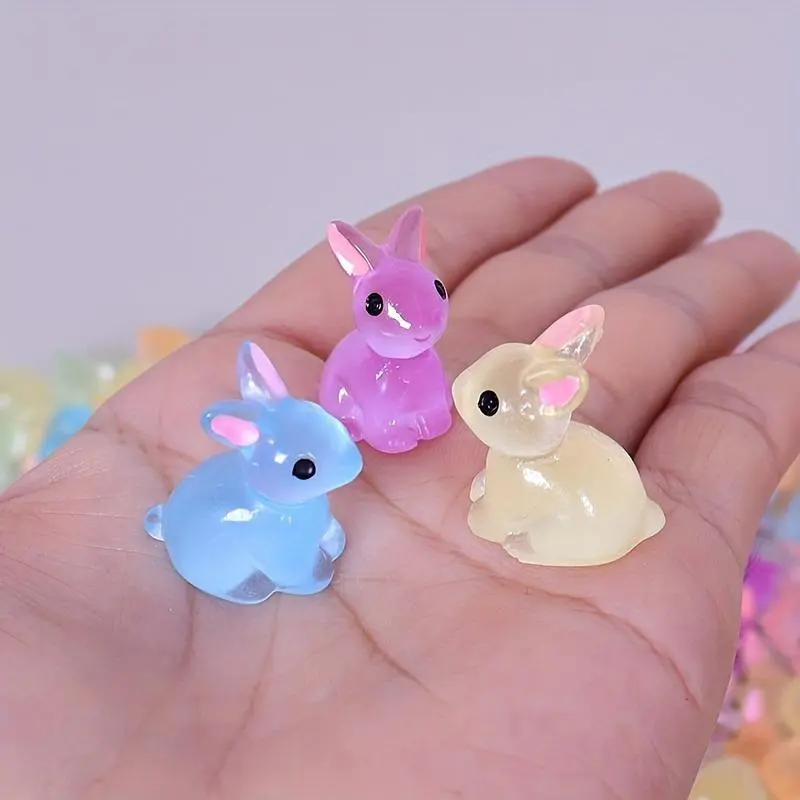Cute Rabbit Design Resin Ornament, 20pcs/set Mini Rabbit Decoration, DIY Craft for Home Garden Party Wedding 3