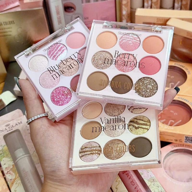 Bảng Phấn Mắt 9 Ô Màu Nhũ và Lì Sivanna Colors Macarons Shadow Palette HF658 Trang Điểm Mắt Nữ Women Cosmetic Mỹ Phẩm Eyeshadow
