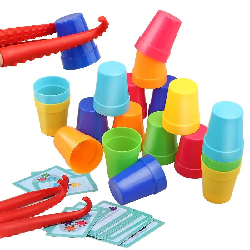 Octopus Design Stacking Cup Game, 1 Box Interactive Intelligence Toy, Parent-child Interactive Educational Toy, Gift for Boys & Girls