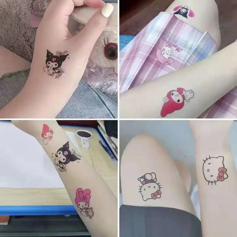 Hình xăm dán, Coolomi, không thấm nước và lâu trôi, thiết kế Hello Kitty và thác nước, có thể giặt được, thiết kế tươi mới Trang Điểm Cosmetic Nữ 8