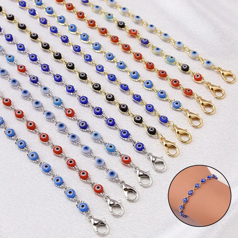 Blue Evil Eye Bracelet for Women Turkish Lucky Bead Charm Bangle for Girl Wrist Chain Birthday Wedding Party Jewelry Gift