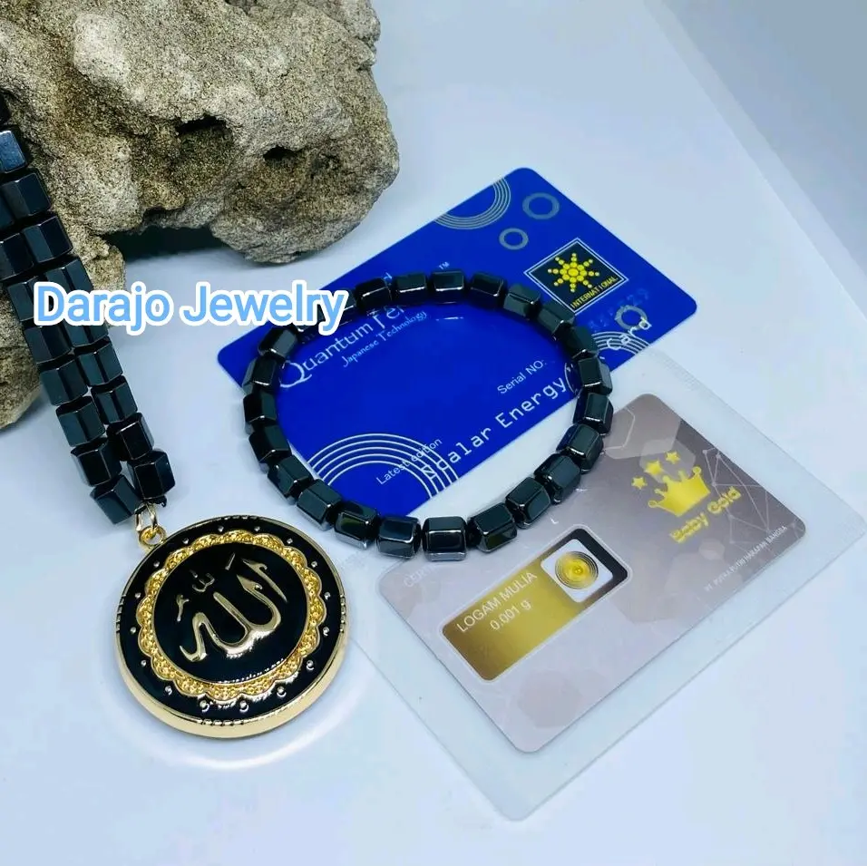 [TERBARU GRATIS EMAS] 1 SET Kalung Sehat Biomagnetic Quantum Pendant Lafaz ALLAH Gratis Emas