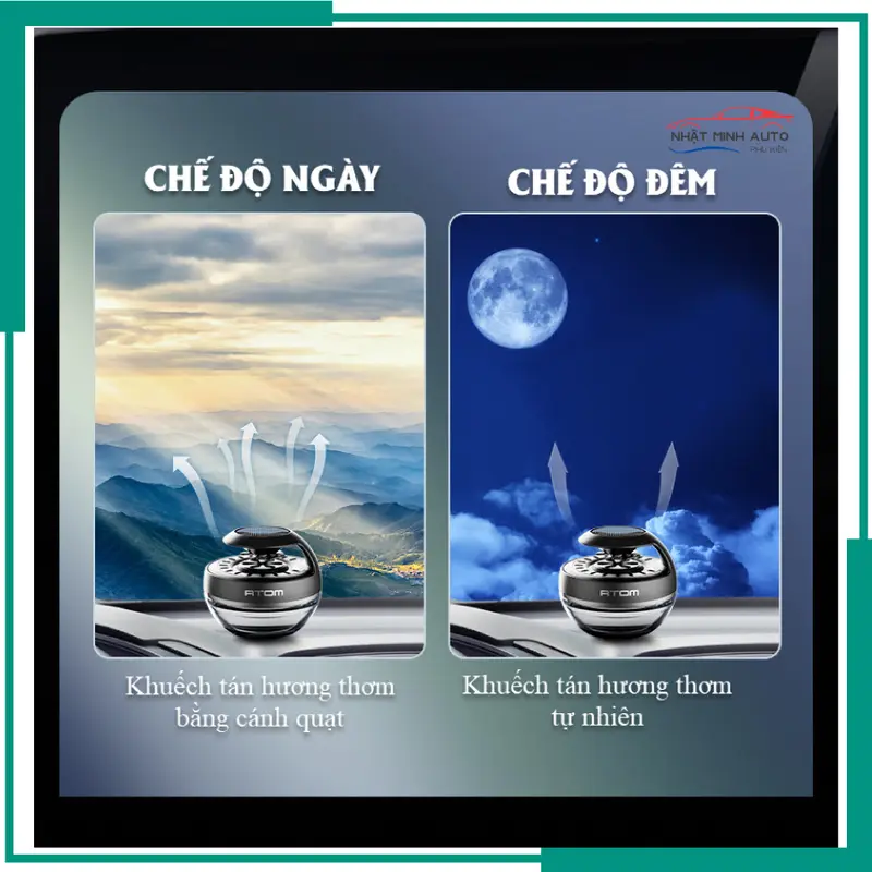 Nước hoa xe hơi cao cấp ATOM có cánh quạt quay bằng năng lượng mặt trời, hương thơm tự nhiên  Nội Thất 4