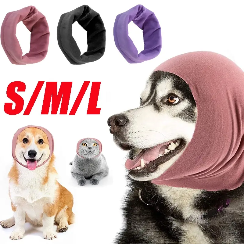 TK Pet Headscarf Cat Dog Noise-proof Ear Cover Bathing Grooming Soft Earmuff Head Wrap Decompress Tool