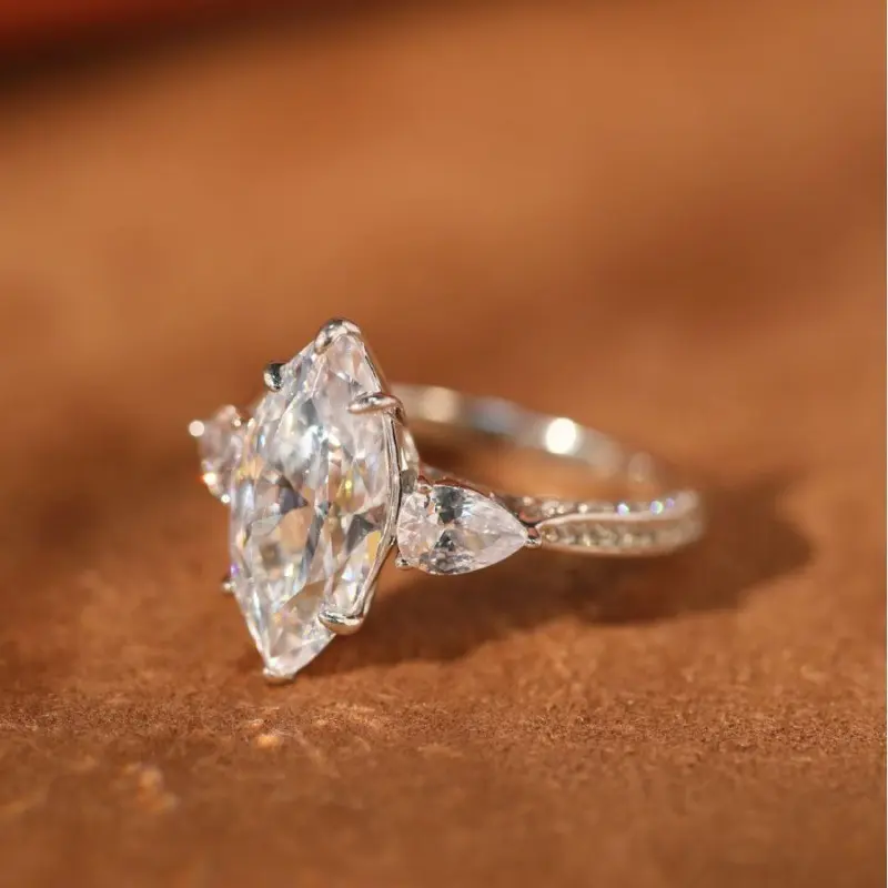 LLXYW 5ct Real Moissanite Women Ring Marquise Cut With GRA Certification Top Quality Engagement Moissanite Proposal Ring