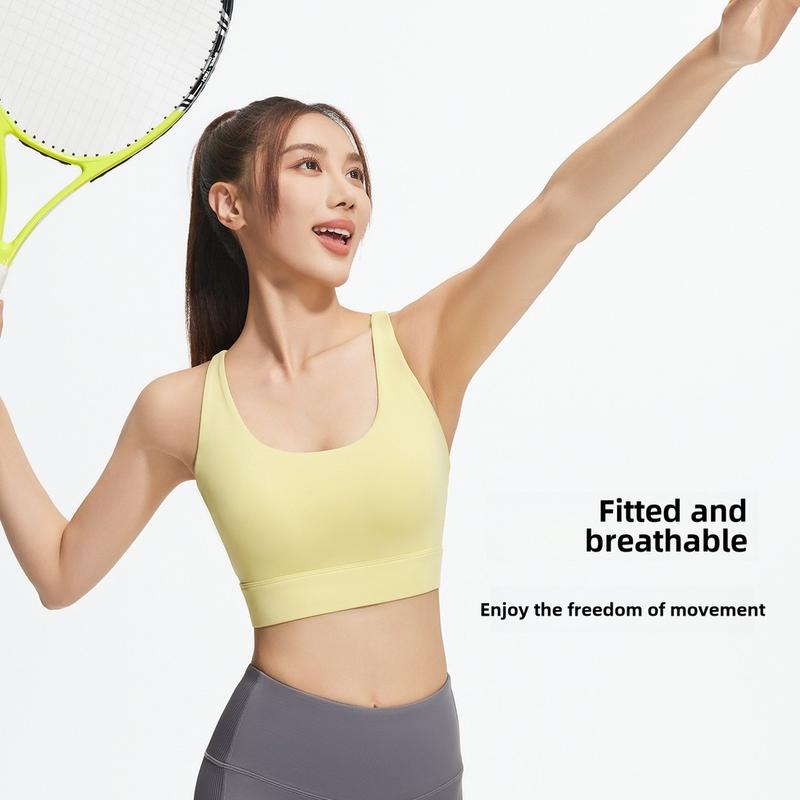 Alo Yoga New Style Back Cross Sports Bra Solid Color Halter Shockproof Gathering Fitness Yoga Underwear 3