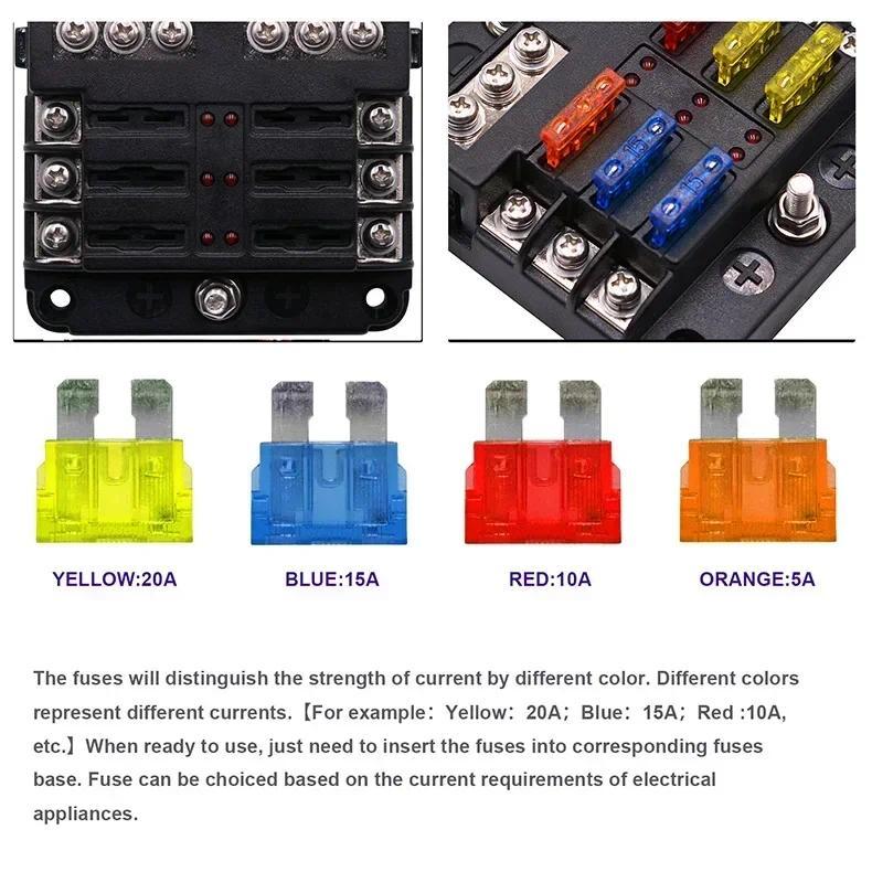 Product Introduction of 6/12 Way Blade Fuse 12-24V Car Boat Fuse Box Holder with Plastic Cover for Power Panel Board Camper RV Accessorie 22
