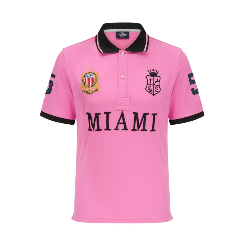 Original Oversized Collar Shirt Men Pink Polo Shirts for Men Miami Classic Red White Sports Casual Pure Cotton Plus Size 7xl New Short Short Sleeved Collar T Shirt