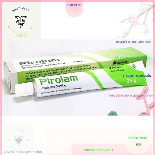 [SIÊU SALE 12.12] [FREESHIP] Kem bôi nấm da PIROLAM (Ciclopirox) 20G XANH LÁ và XANH DƯƠNG