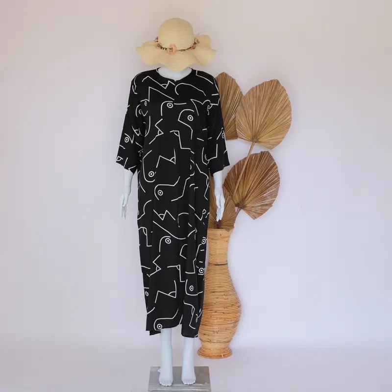 Daster Panjang Lengan 3/4 Panjang SemataKaki Motif Cantik Viral Kekinian Bumil Busui Wanita Katun Rayon Zipper 7