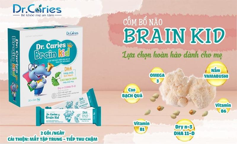 Product Introduction of Côm Hỗ trợ tập trung, Ghi Nhớ, Bảo vệ thị lực DR.Caries Brain Kid, Hộp 20 gói 1