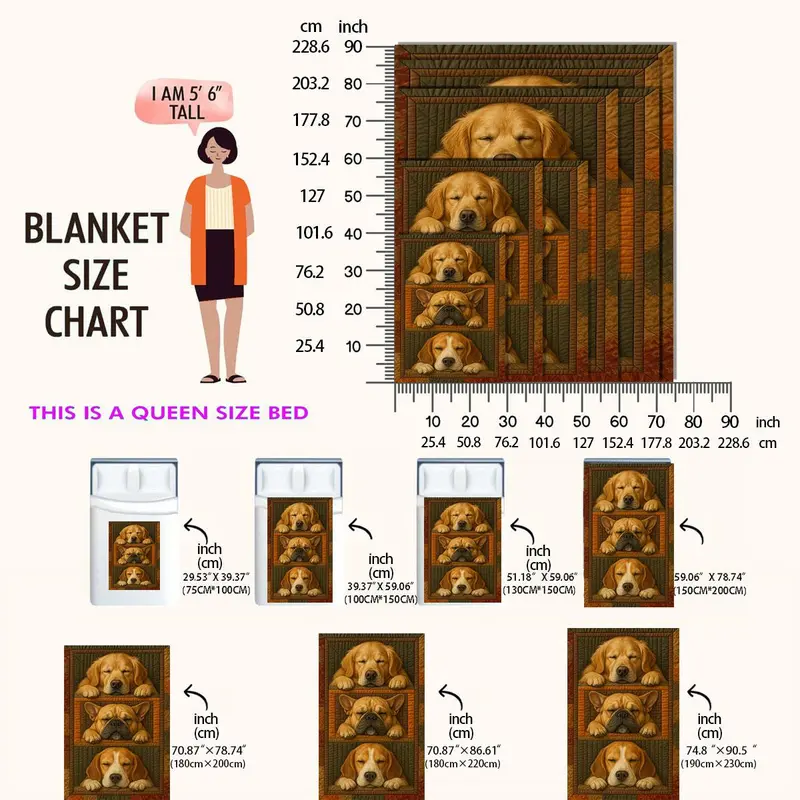 Dog Pattern Blanket, Soft Throw Blanket, Air-conditioned Room Blanket, Warm Nap Blanket for Home Office Travel Camping 1