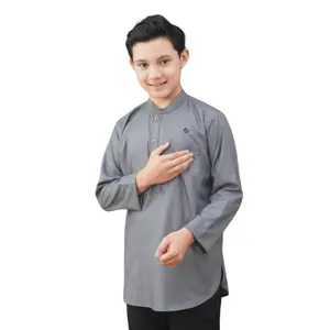 HIMADA LOOK Koko NAZEEF Anak Panjang Kurta Baju Muslim Pria Anak Polos Lengan Panjang Koko Sunnah