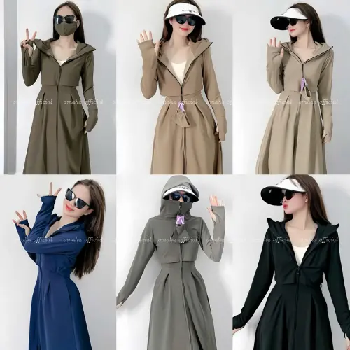 [TẶNG KHẨU TRANG}  Áo chống nắng toàn thân dáng crtop chất liệu cotton- Váy Chống Nắng Dài Chống Tia UV >98% MONDO