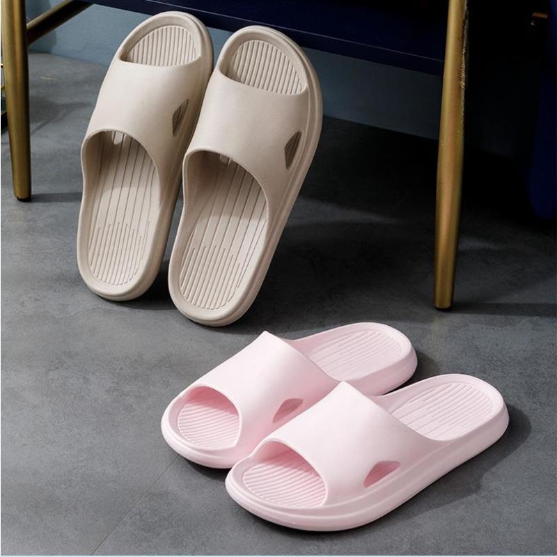 Solid Color Slippers New Household Summer Couple Slippers Women's ...