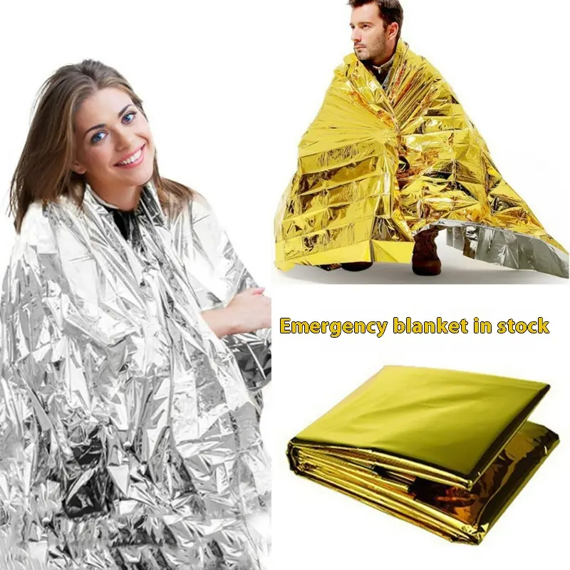 Outdoor first aid waterproof sun drying insulation blanket, warm tin foil emergency equipment, survival emergency double-sided blanket, warm insulation blanket