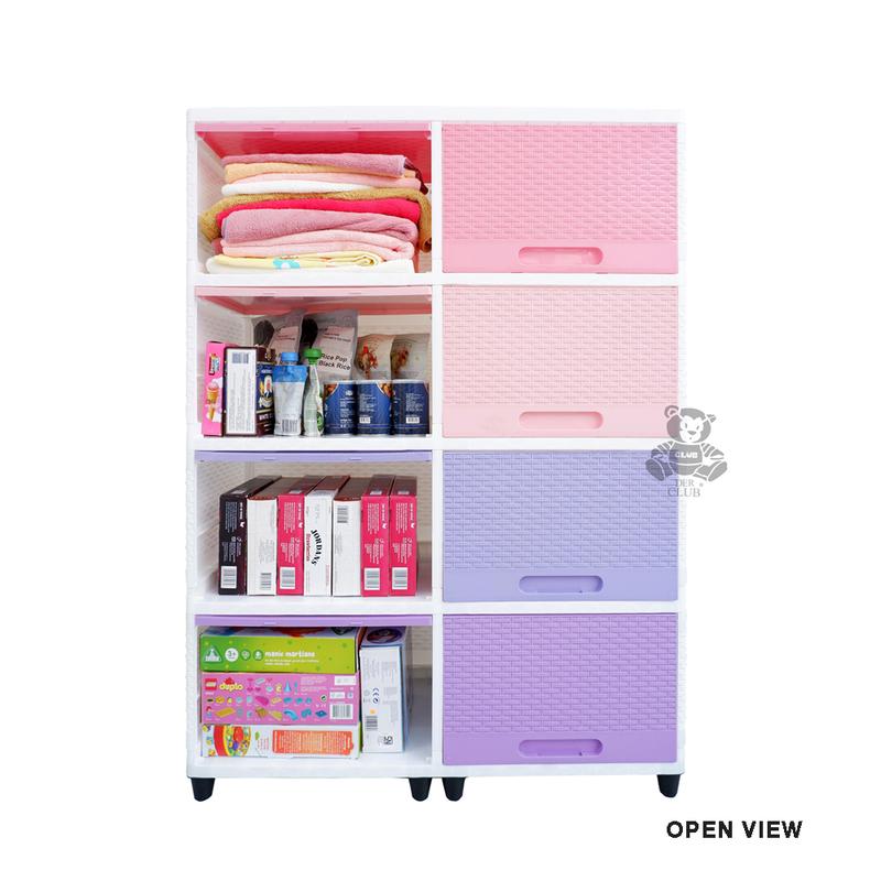 Double Wide Club Flip Susun 4 - Lemari Plastik Lebar Pintu Geser - Lemari Laci Plastik Minimalis - Lemari Penyimpanan Serbaguna - Laci Penyimpanan Serbaguna - Lemari Plastik Multifungsi - Lemari Laci Plastik Club Furniture 4