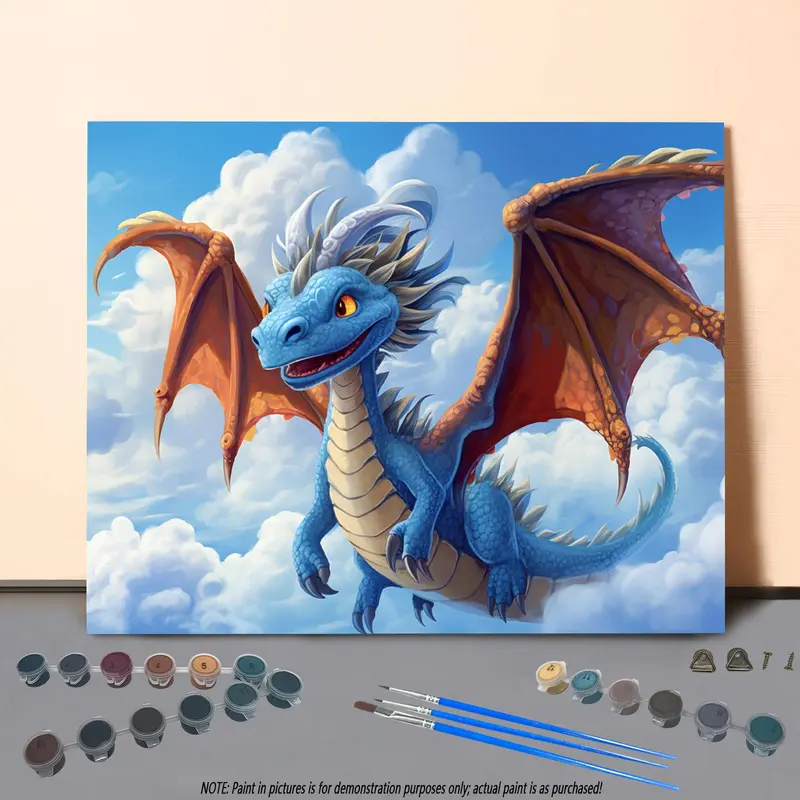 DIY Painting by Numbers Kit, Dragon Pattern DIY Oil Painting without Frame, Wall Art Decor for Home Living Room Bedroom 0