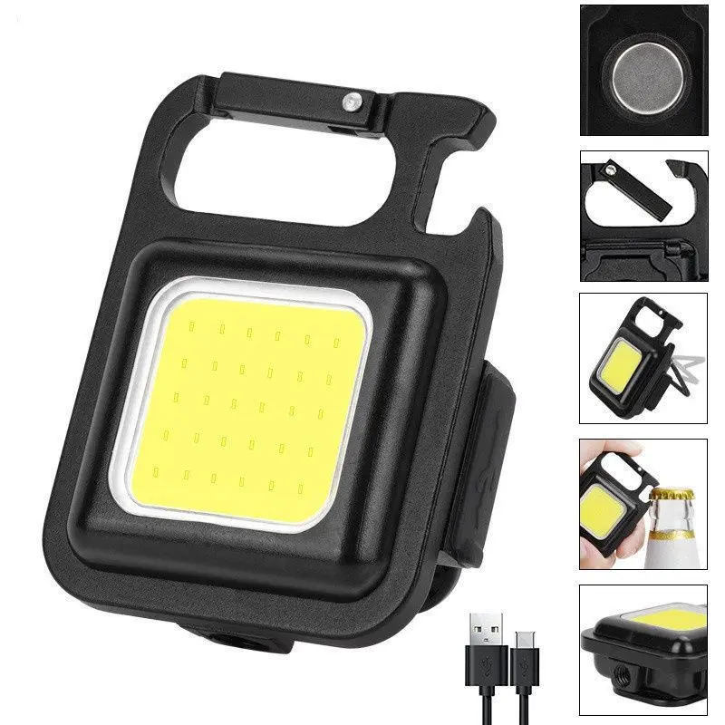 Lampu LED COB Magnet Rechargerable / Senter Outdoor / Lampu Gantungan / Lampu USB Mini Keychain
