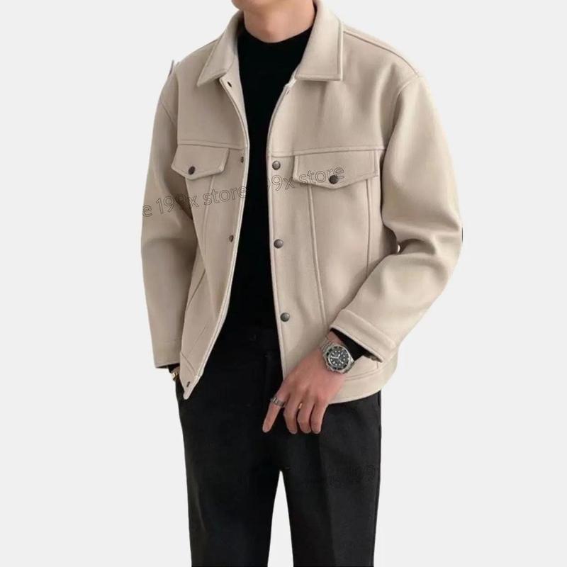 Áo Khoác Dạ Nam NINEX Chất Liệu Dạ Ép 2 Lớp Cao Cấp 199x - Cúc Bấm Kim Loại Hàn Quốc - Phong Cách Hàn Quốc - Ấm Áp Mùa Đông áo  dạ Menswear Có Cổ Jacket