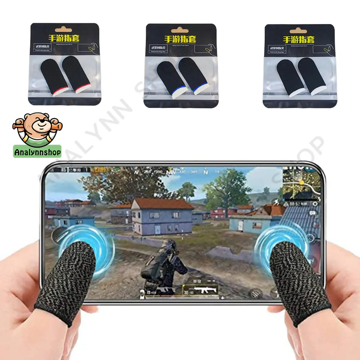 ถุงนิ้วเล่นเกม 1แพ็ค2ชิ้น ทัชลื่น แม่นยำ ป้องกันการลื่นไถล มีความยืดหยุ่น ขนาดเล็กและง่ายต่อการพกพา Game Golves