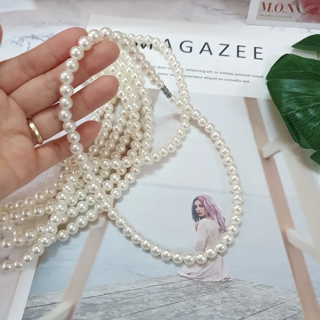 Vòng cổ dây chuyền ngọc trai nhân tạo nữ sang chảnh