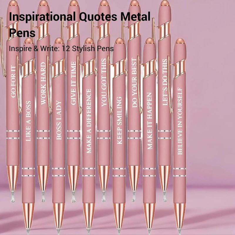 Metal Ballpoint Pen, 12pcs Portable Multifunctional Multi-purpose Ballpoint Pens, Easter Gifts, Durable Writing Pens for Office & School & Home 1