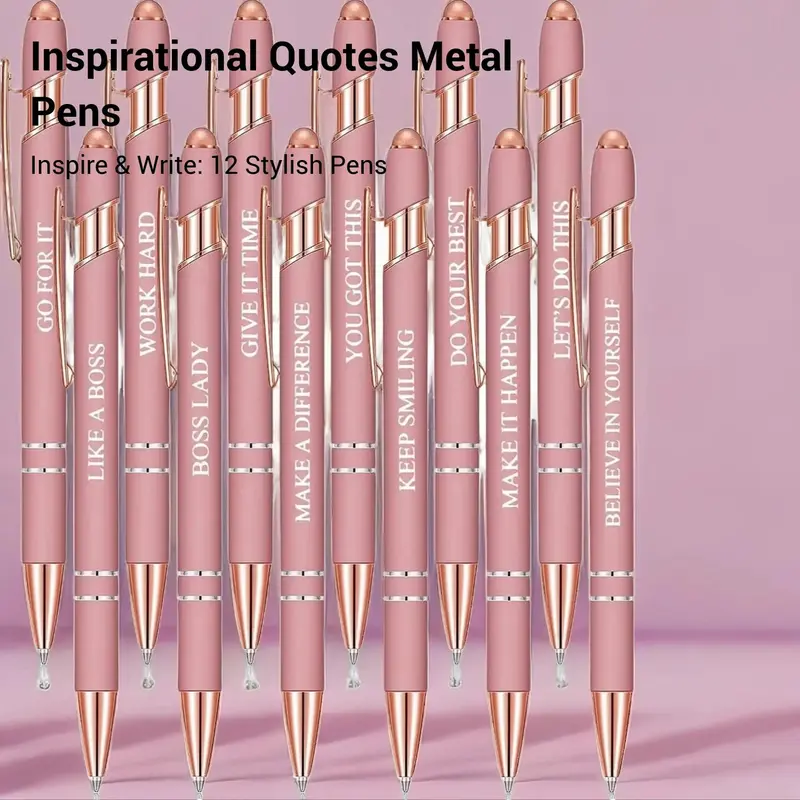 Metal Ballpoint Pen, 12pcs Portable Multifunctional Multi-purpose Ballpoint Pens, Easter Gifts, Durable Writing Pens for Office & School & Home 1
