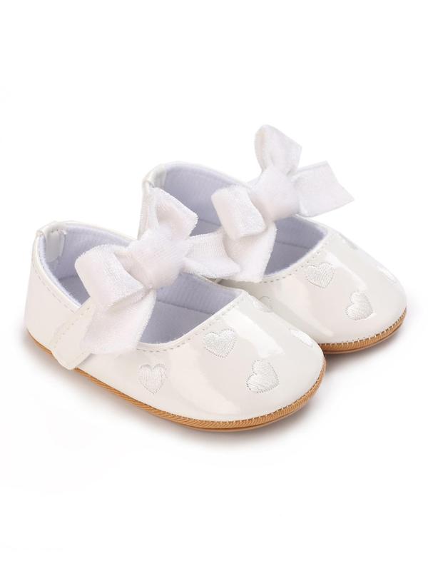 Baby's Cute Bowknot & Heart Design Flat Shoes, Fashionable Solid Color Mary Jane Flats for Newborn Infant Toddler, Casual Comfortable Shoes for Indoor & Outdoor Wear 4