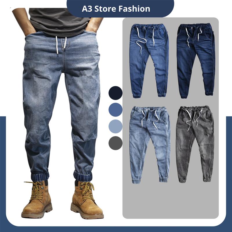 Quần Jogger Jean Nam Dáng Suông Cạp Chun – Thoải Mái, Phong Cách Hàn Quốc, Co Giãn 4 Chiều