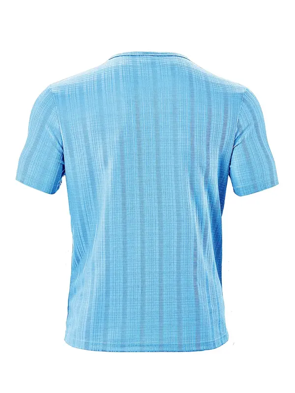 Men's Regular Fit Solid Notched Neck Tee, Casual Comfy Short Sleeve T-shirt for Summer, Fashion Men's Top for Daily Wear 8