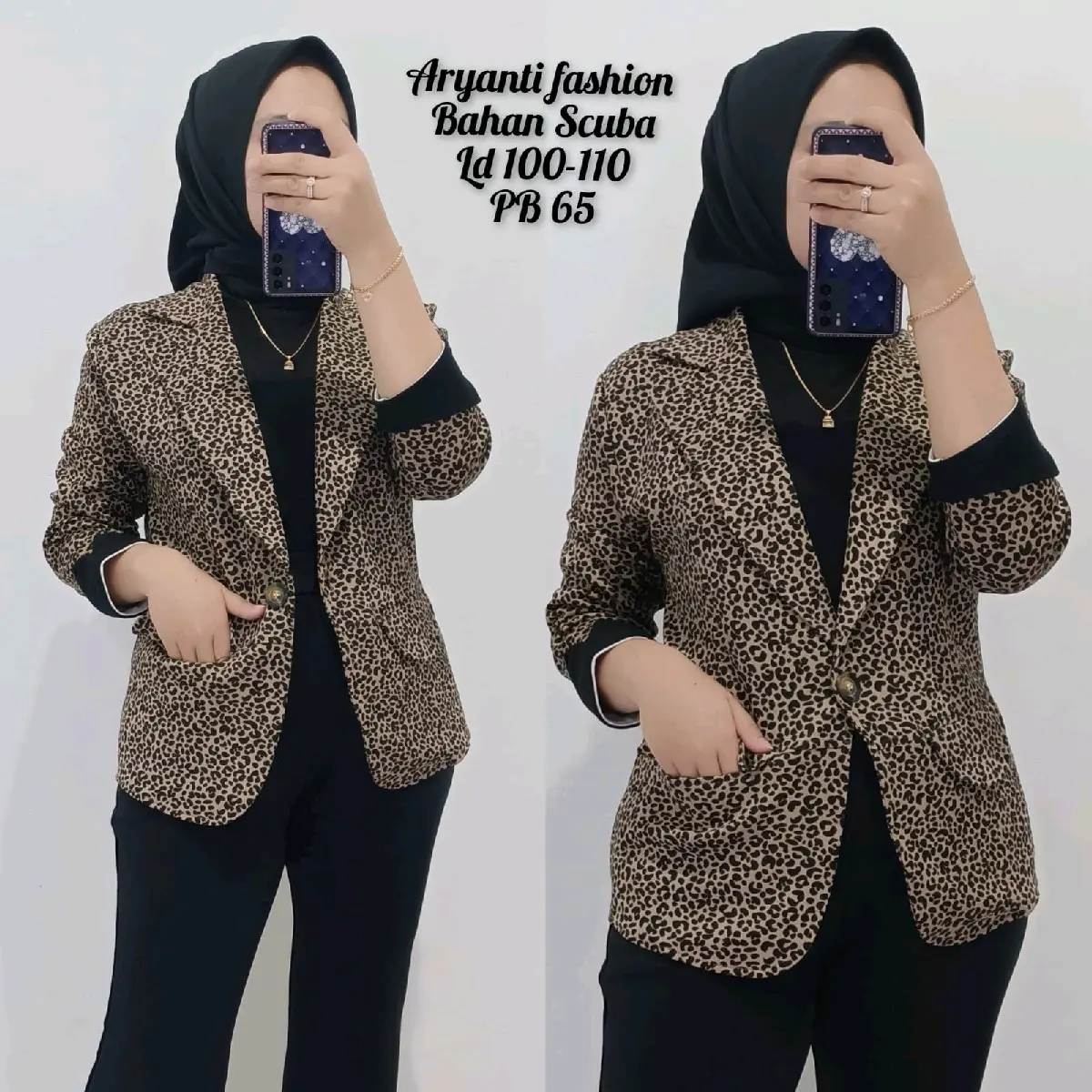 blazer kantor macan wanita scuba