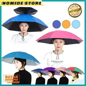 Topi Payung Dewasa Mancing Anti Sinar UV Hujan Panas Umbrella Hat Fashion Outdoor