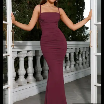 Selected Burgundy Maxi Dress Fashion Nova TikTok Shop