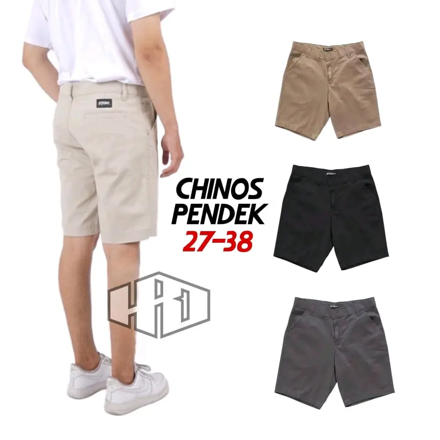 Terbaru/Terlaris Celana Chino Pendek Pria Dewasa Size 27-38 Pinggang Kancing Warna MOKA ABU HITAM CREAM BAHAN STRET MELAR BISA COD Distro High