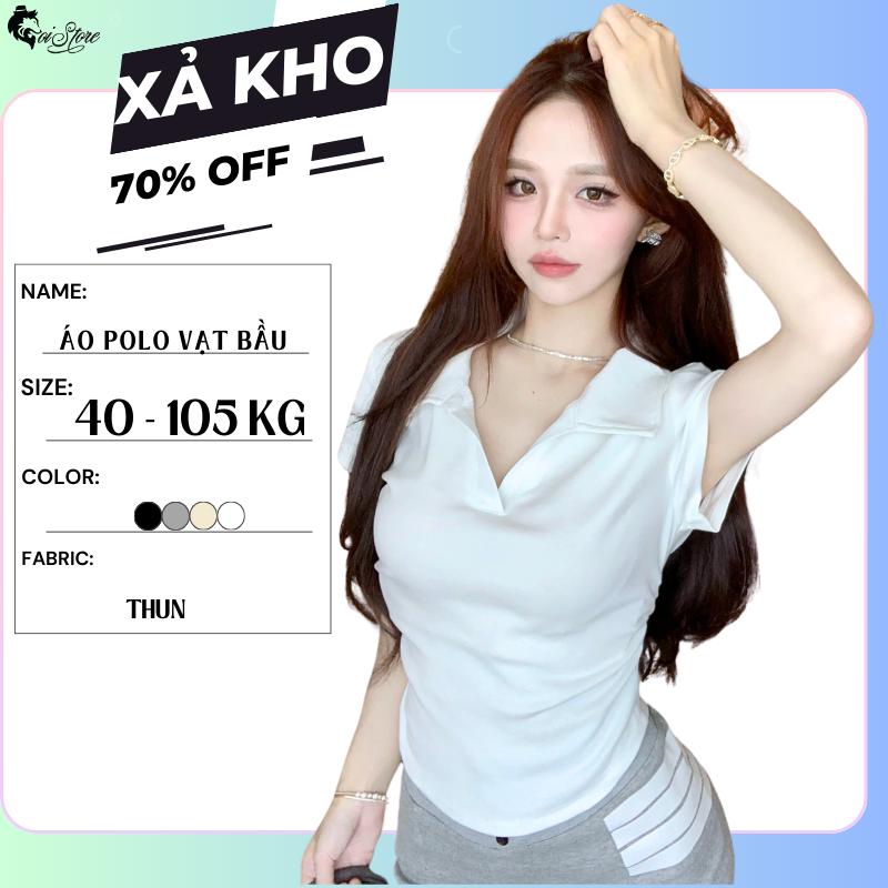 XẢ KHO Áo Vạt Bầu 40 - 105KG BIGSIZE Lịch Sự, Thoáng Mát Top Nữ Women áo  hoodie essentials Thun thông thường đen-1 áo polo monally
