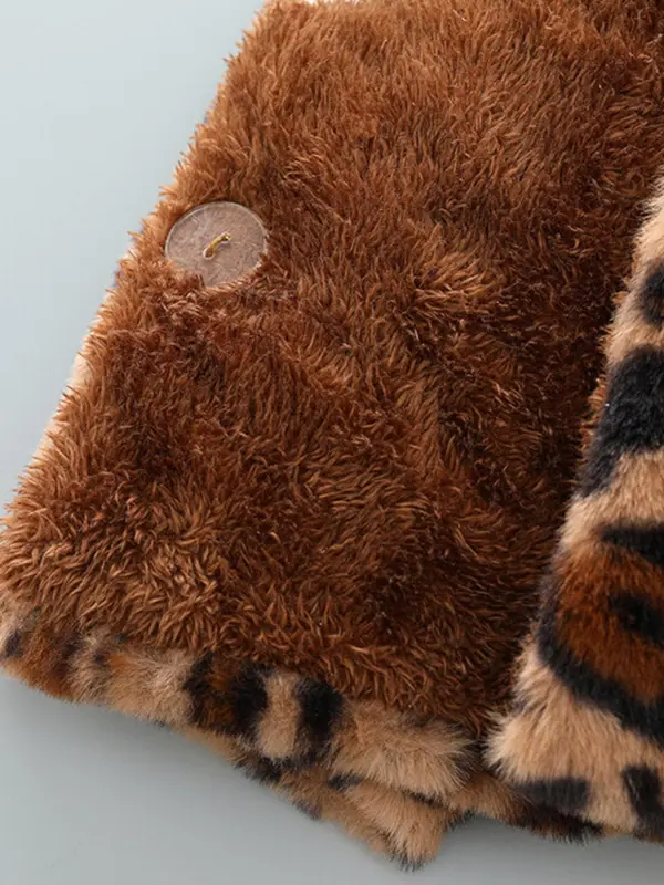 Toddler Girl's 3d Ear Decor Leopard Print Button Front Plush Hooded Winter Coat, Cute Long Sleeve Outerwear for Fall & Winter, Kids Clothes for Daily Wear 7